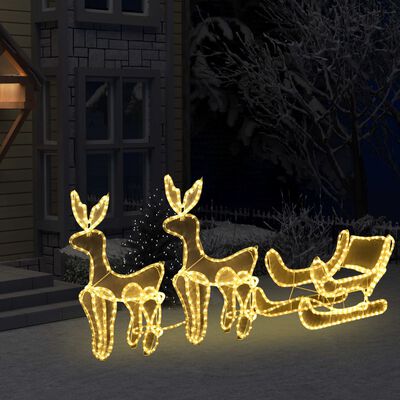vidaXL Christmas Light Display 2 Reindeers & Sleigh with Mesh 648 LEDs