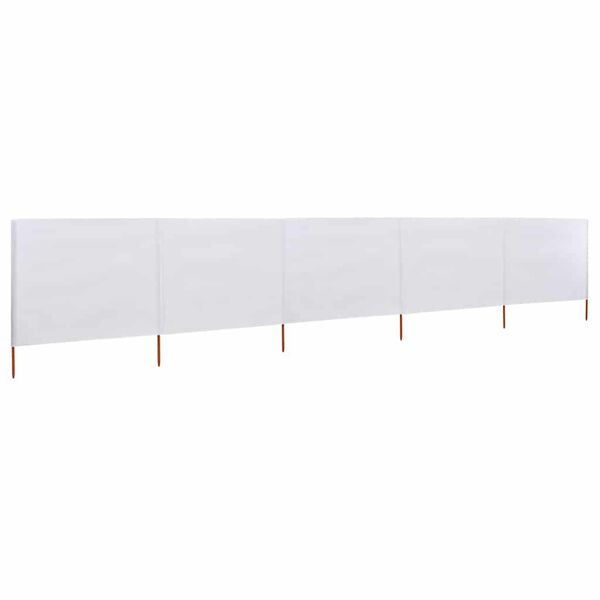 vidaXL 5-panel Wind Screen Fabric 600x80 cm Sand White