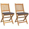 vidaXL Folding Chair 2 pcs Grey 49 x 57.5 x 92cm Solid Acacia wood