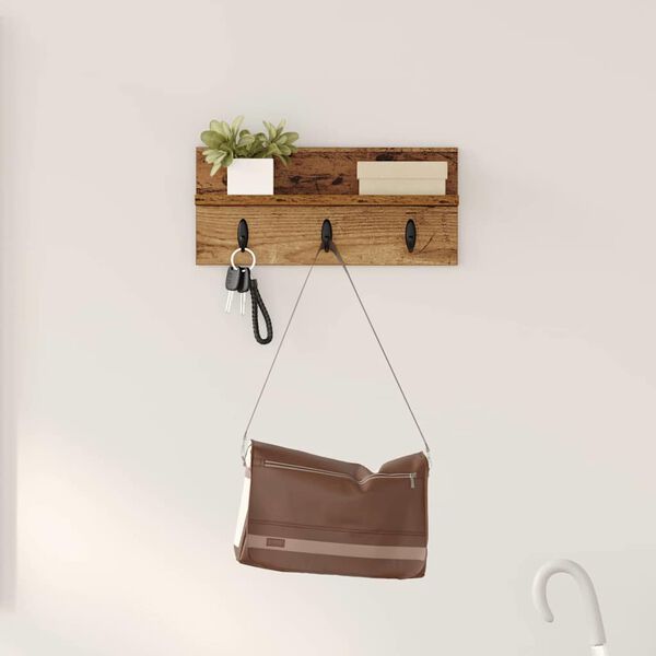 vidaXL Wall-Mounted Coat Rack Wall-mounted Old Wood 40 x 10.5 x 18 cm