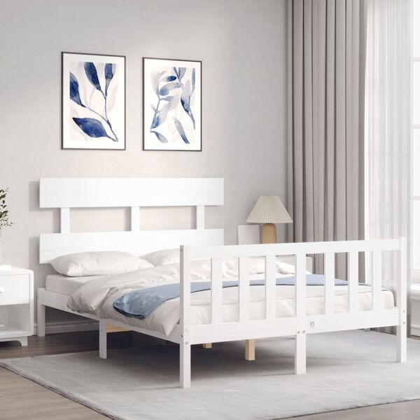 vidaXL Bed Frame without Mattress White 120x200 cm Solid Wood Pine