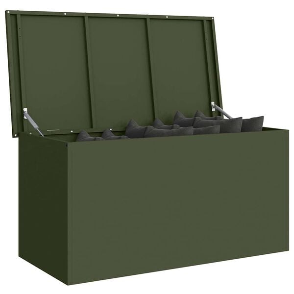 vidaXL Outdoor Storage Box Olive Green 100 x 50.5 x 50 cm Steel