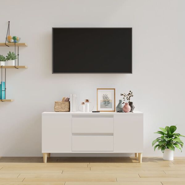 vidaXL TV Cabinet High Gloss White 102x44.5x50 cm Engineered Wood
