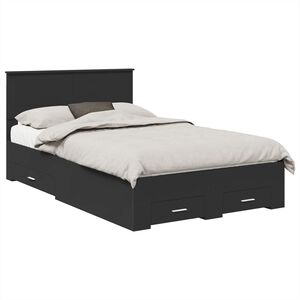 vidaXL Bed Frame with Headboard Black 135 x 190 cm Engineered Wood