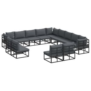 vidaXL Garden Sofa Set with Cushion 13 pcs Black Aluminium