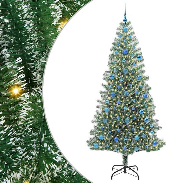 vidaXL Artificial Christmas Tree Snow Flocked with LED Light 210 cm