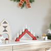 vidaXL Christmas Candle Bridge Red 39.5 x 5 x 29 cm Solid Pine Wood