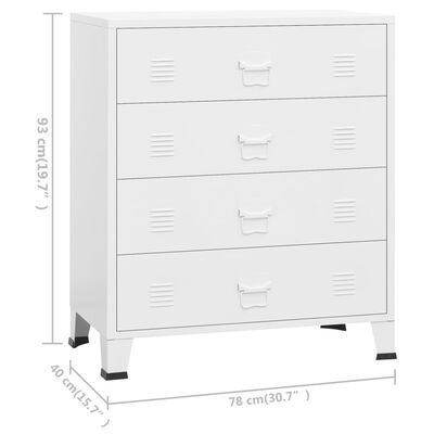 vidaXL Industrial Drawer Cabinet White 78x40x93 cm Metal