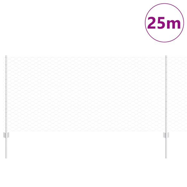 vidaXL Fence with Posts Silver 1 x 25 m Steel