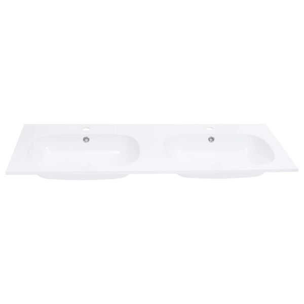 vidaXL Built-in Double Wash Basin 1205x460x145 mm SMC White