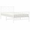 vidaXL Metal Bed Frame without Mattress with Footboard&nbsp;White 100x190cm