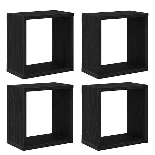 vidaXL Wall Shelves with Shelf Wall-mounted Black Oak Engineered Wood