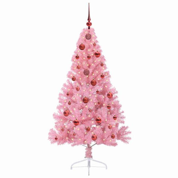 vidaXL Artificial Pre-lit Christmas Tree with 150 LEDs Pink 150 cm PVC