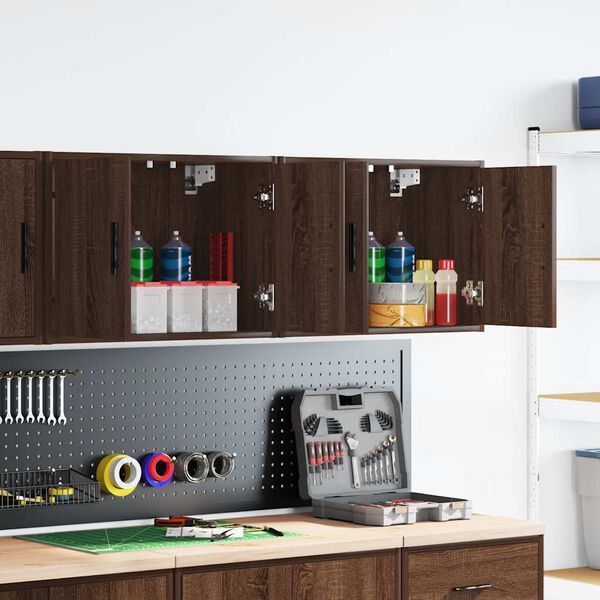 vidaXL Garage Wall Cabinets 2 pcs Brown Oak Engineered Wood