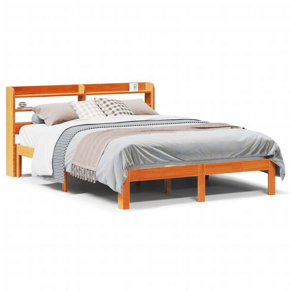 vidaXL Bed Frame without Mattress Wax Brown 120x190 cm Small Double Solid Wood Pine