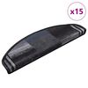 vidaXL Self-adhesive Stair Mats 15 pcs Black and Grey 65x21x4 cm
