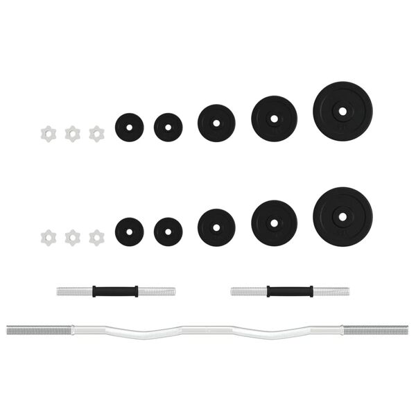 vidaXL Barbell and Dumbbell Set 30 kg Cast Iron