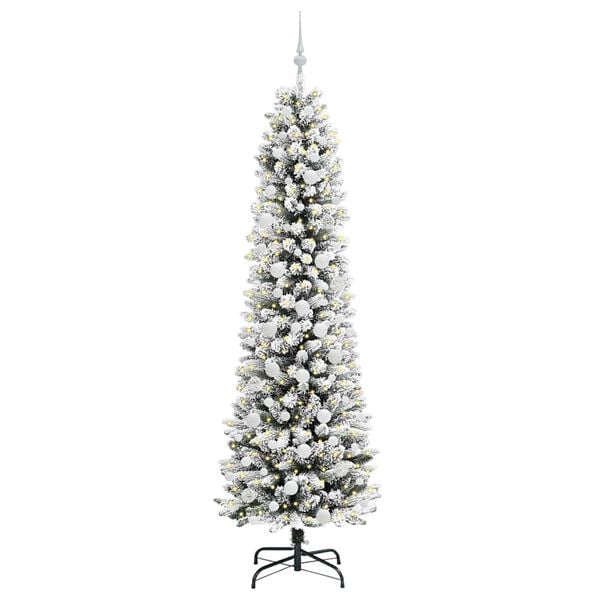 vidaXL Artificial Christmas Tree with 300 LEDs with Stand White 210 cm