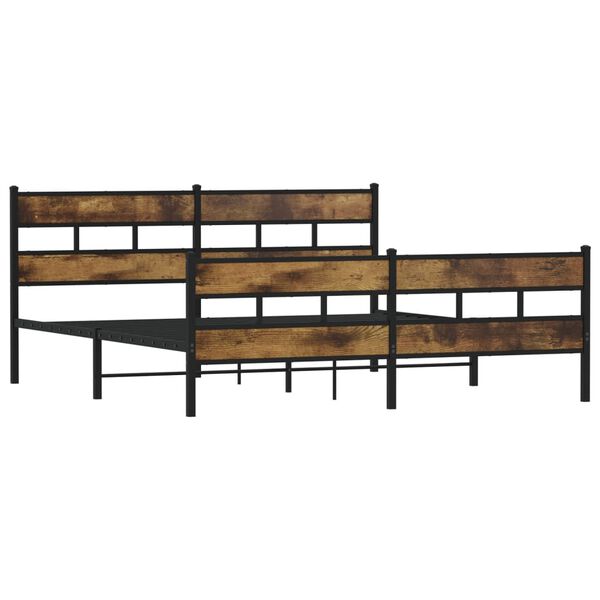 vidaXL Metal Bed Frame without Mattress Smoked Oak 183x213 cm