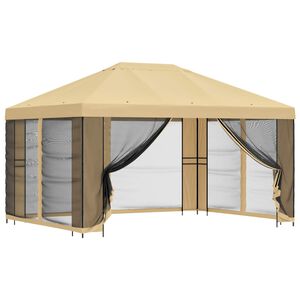 vidaXL Garden Gazebo with Sidewalls 4 x 3 m Cream Polyester and Steel
