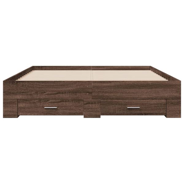 vidaXL Bed Frame with Drawers without Mattress Brown Oak 150x200 cm King Size