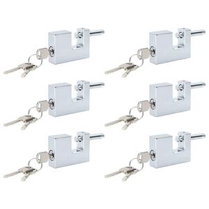 vidaXL Padlock 6 pcs Silver 7 x 1.9 x 5 cm Iron
