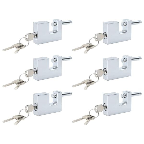 vidaXL Padlock 6 pcs Silver 7 x 1.9 x 5 cm Iron
