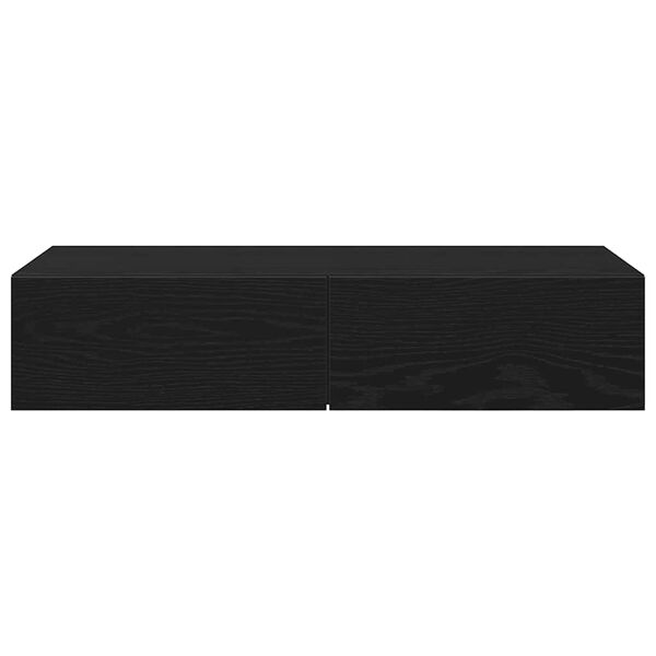 vidaXL Wall Shelf with Drawers Black 80x33x17 cm Engineered Wood