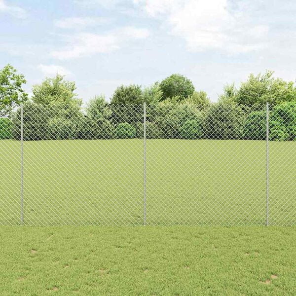 vidaXL Fence with Post Silver 1.6 x 10 m Steel