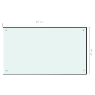 vidaXL Kitchen Backsplash White 90x50 cm Tempered Glass