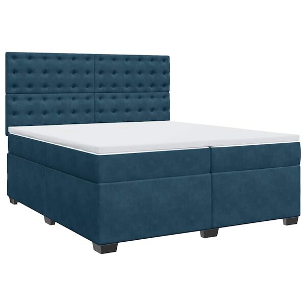 vidaXL Box Spring Bed with Mattress Blue 200x200 cm Velvet