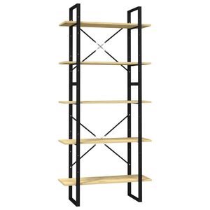 vidaXL Book Cabinet | Pine and Black | Pine wood and metal | Compact