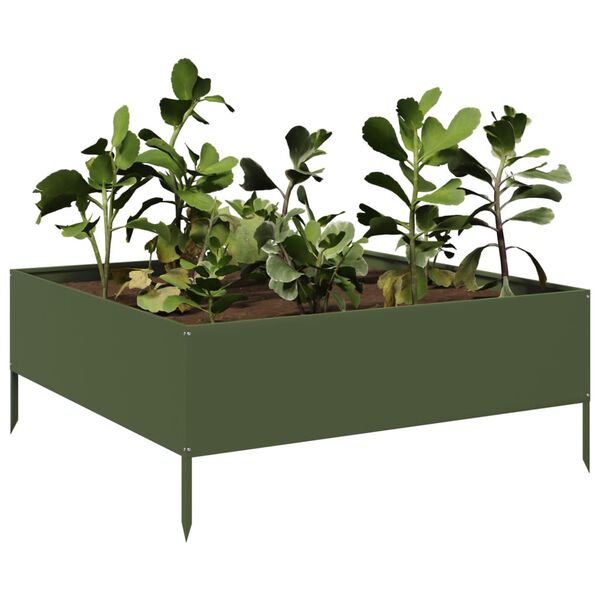 vidaXL Garden Raised Bed Olive green 100x100x25 cm Steel