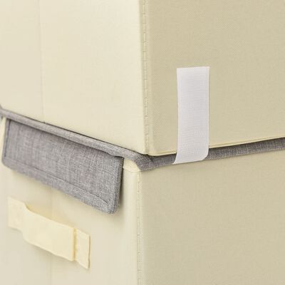 vidaXL Stackable Storage Box Set of 3 Pieces Fabric Grey & Cream