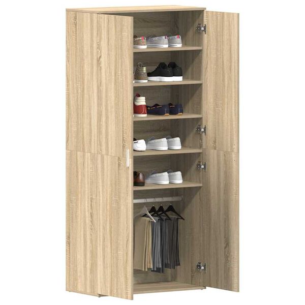 vidaXL Shoe Cabinet Sonoma Oak 80 x 39 x 178 cm Engineered Wood