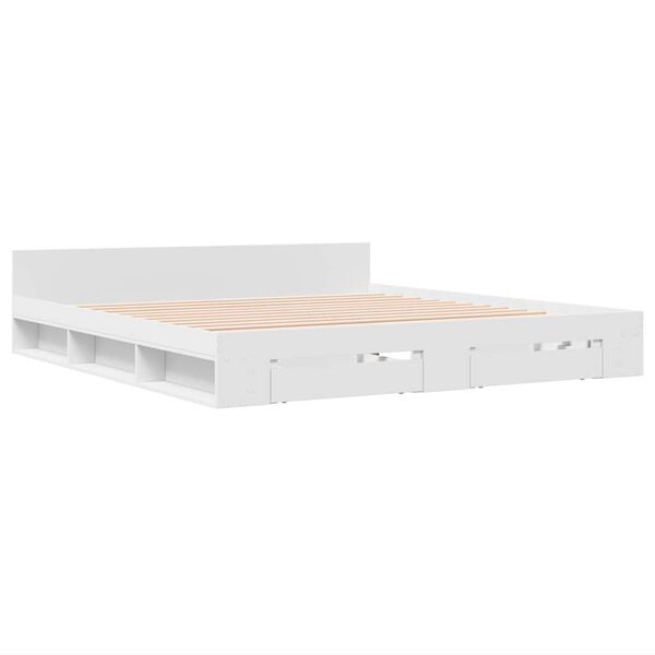 vidaXL Bed Frame with Drawers without Mattress White 200x200 cm
