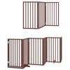 vidaXL Dog Gate with Door Foldable 9 Panels Brown 450 cm Poplar Wood