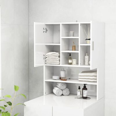 vidaXL Washing Machine Cabinet High Gloss White 70.5x25.5x90 cm