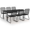 vidaXL 7 Piece Outdoor Dining Set Poly Rattan and Glass