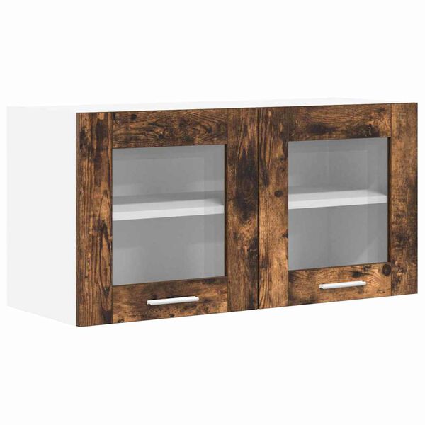 vidaXL Hanging Cabinet with Door Smoked Oak and White 80 x 31 x 40 cm