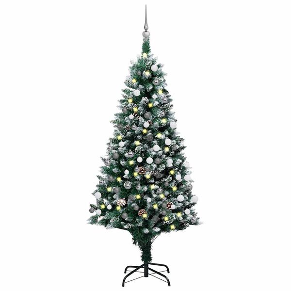 vidaXL Artificial Christmas Tree with LEDs&Ball Set&Pine Cones 150 cm