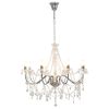 vidaXL Chandelier with Beads Silver 8 x E14 Bulbs
