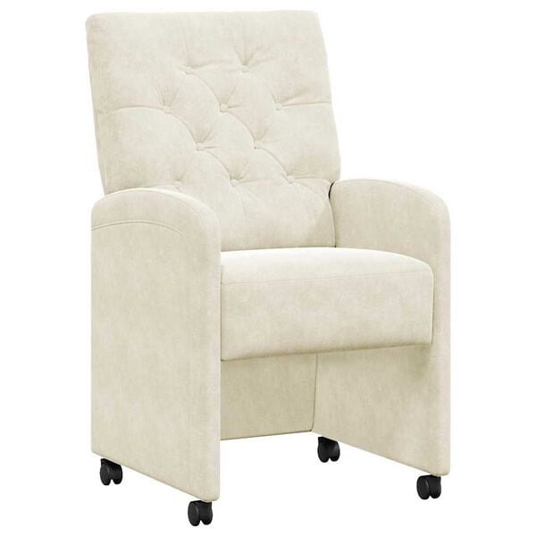 vidaXL Dining Chairs with Wheels 2 pcs Cream 58 x 67 x 97 cm Velvet
