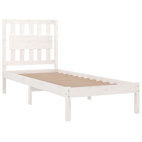 vidaXL Bed Frame without Mattress White Solid Wood 90x200 cm (810003+818551)