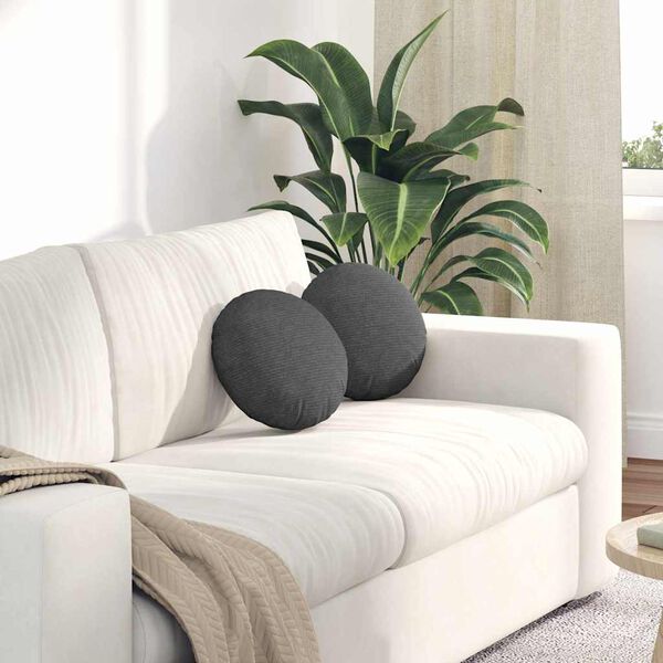 vidaXL Seat Cushions 2 pcs Dark Grey Ø 30 cm Corduroy Fabric