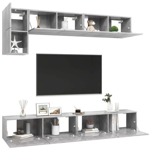 vidaXL 5 Piece TV Cabinet Set Concrete Grey Engineered Wood