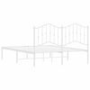 vidaXL Metal Bed Frame without Mattress with Headboard White 140x200cm