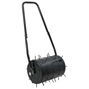 vidaXL Lawn Roller Pull with Aerator Clamps Black 110 x 52 cm Iron