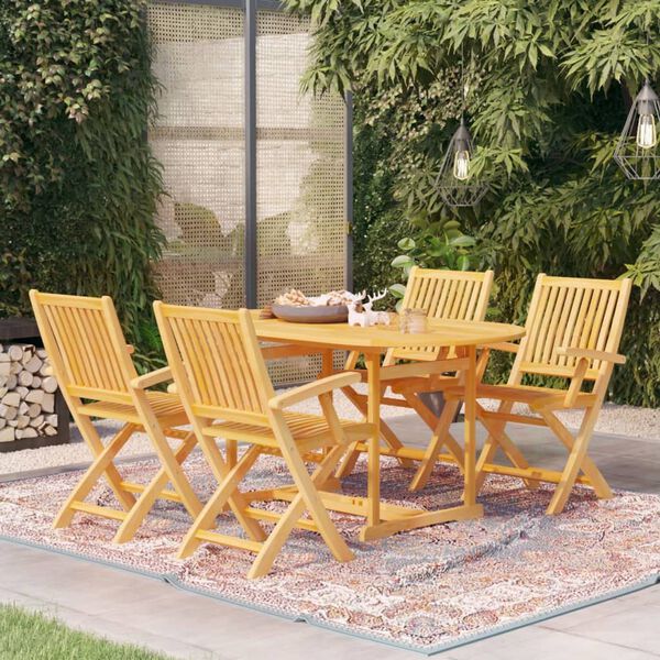 vidaXL 7 Piece Garden Dining Set Solid Teak Wood
