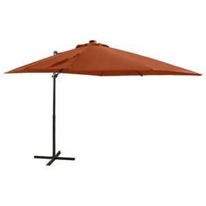 vidaXL Cantilever Garden Parasol with Pole and LED Lights Terracotta 250 cm